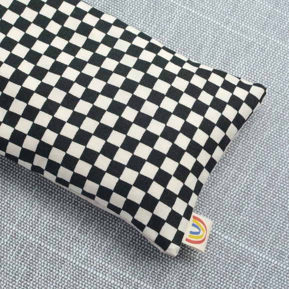 Lavender Weighted Eye Pillow in Black and Natural Checkerboard - Picture 2 of 4